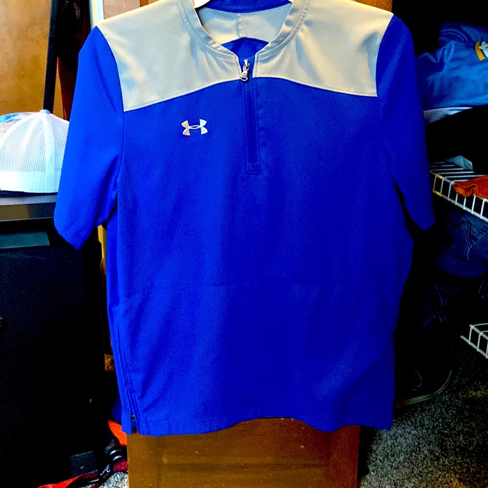 Blue under armour baseball warm up